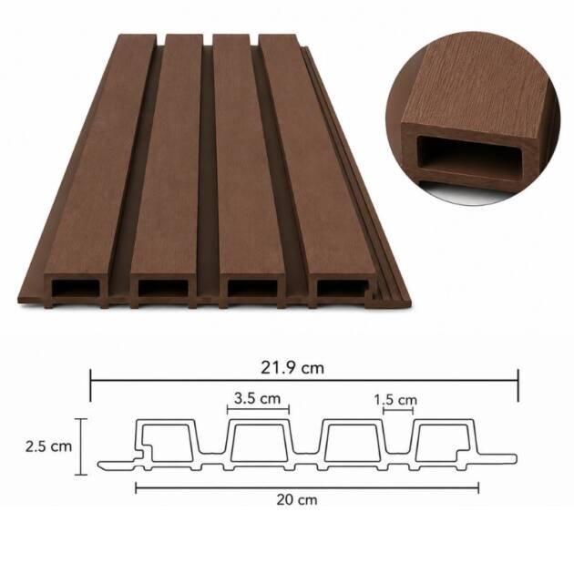 panel wpc revestimiento exterior harsen® marrón oscuro