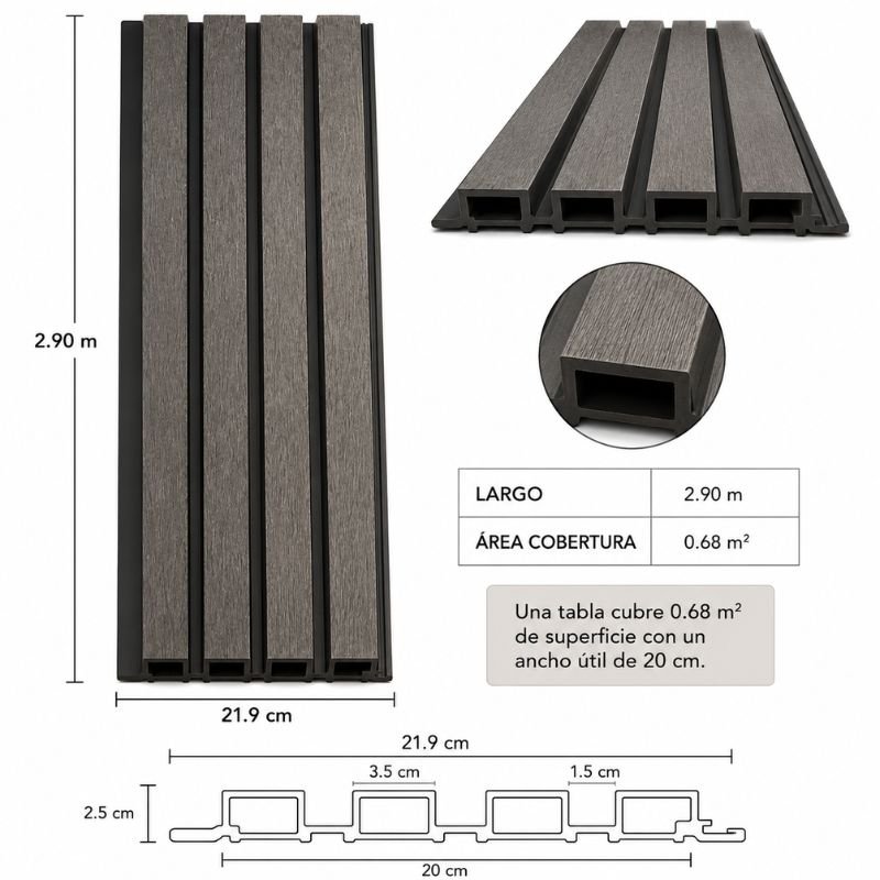 panel wpc exterior color gris harsen