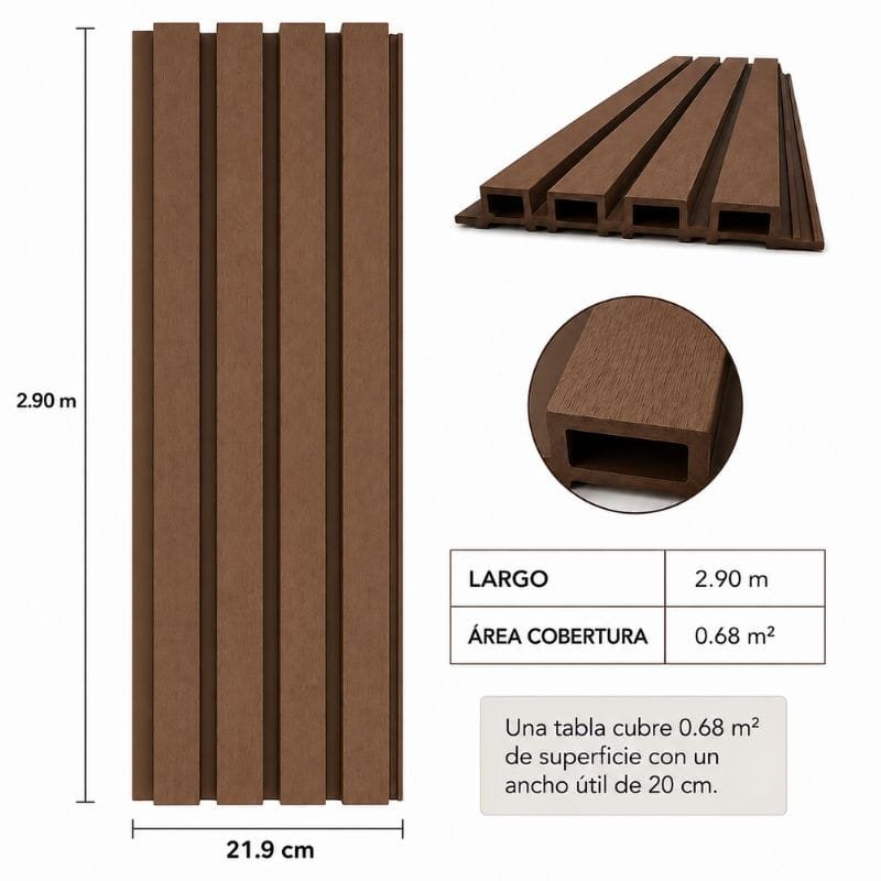 panel wpc revestimiento exterior harsen® marrón oscuro