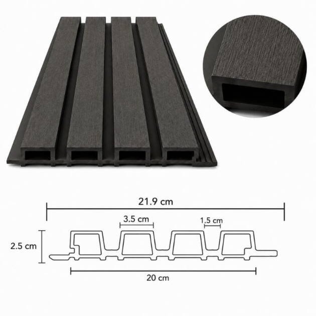 panel wpc revestimiento exterior harsen color negro